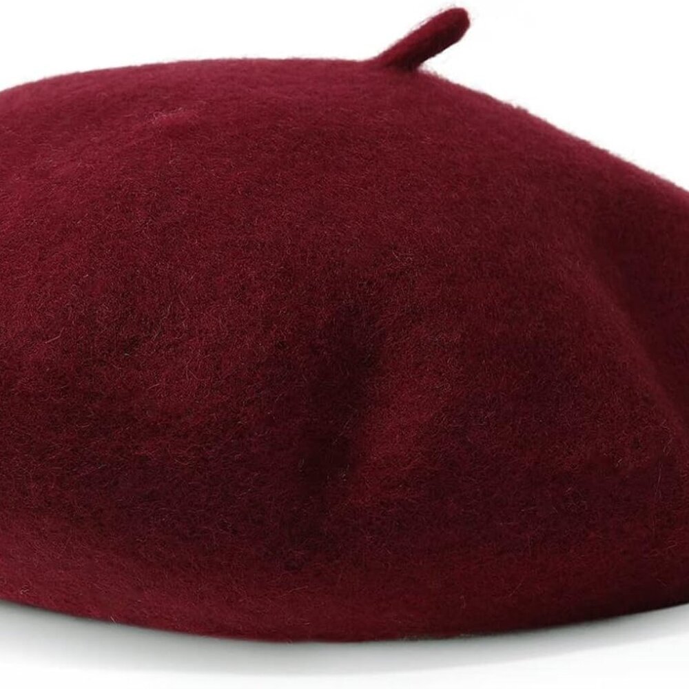 Women French Wool Beret Hats - Solid Color Classic Beanie Winter Cap